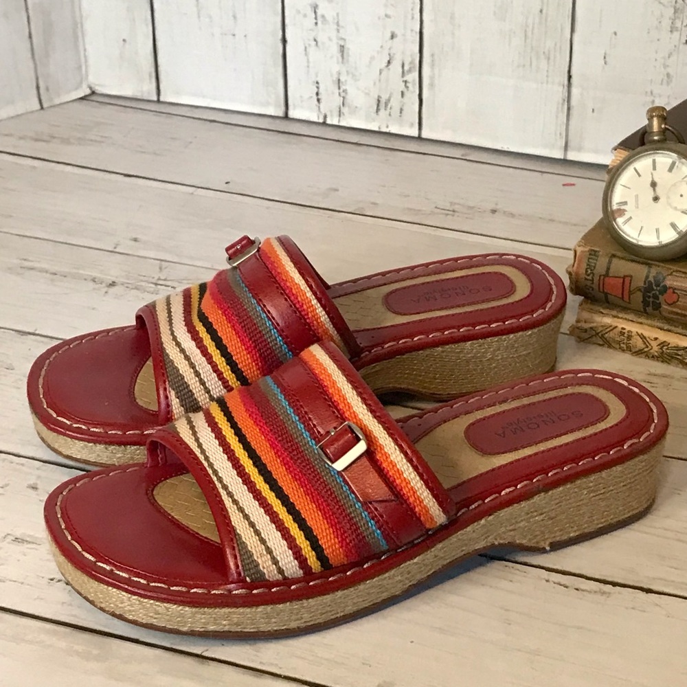 Multicolored Cabana Stripe Slide Wedge Espadrille